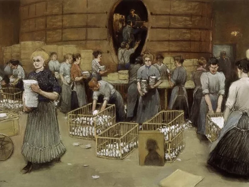 1871-Johan Coenraad Hermann Heyenbrock - Operai al lavoro mentre scaricano i forni nella fabbrica di ceramiche